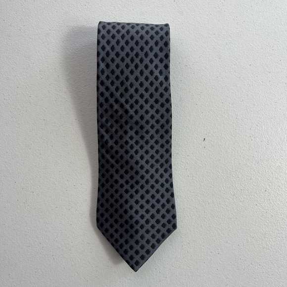 Hermes Paris Silk Necktie Mens Geometric Pattern Gray Career Office - Picture 1 of 8